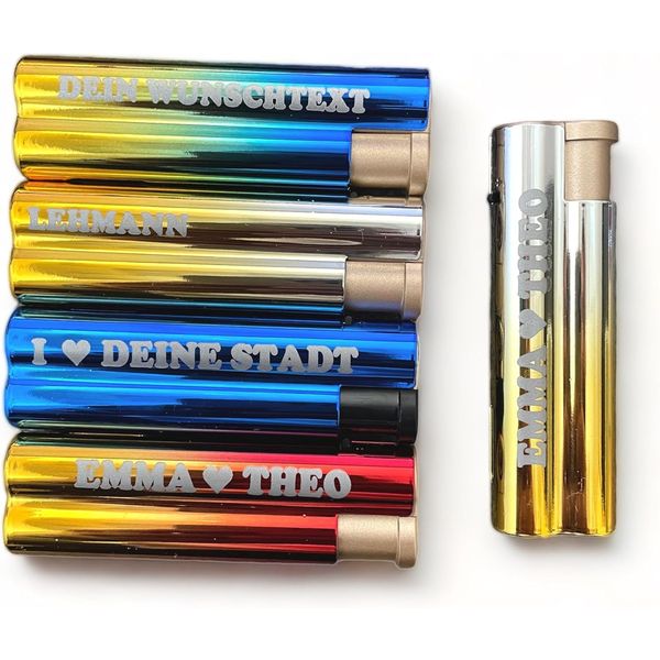 Clearfee Jet Flame Windproof Lighter, Windproof, Weatherproof, Refillable, Elegant Gold Metallic Colours, Electronic Jet Turbo Flame Lighter (with Personalisation, 5)