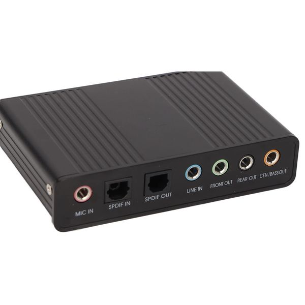 USB-Soundkarte, Externe 5.1-Kanal-Soundkarte, Unterstützt Vollduplex-Wiedergabe, Audio-Stream- auf Dem PC, für Win XP, für Vista und für Win 7 (Schwarz)