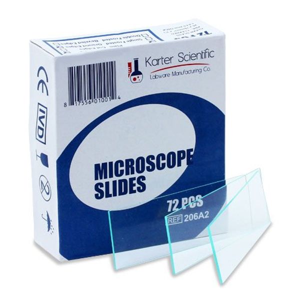 Microscope Slides, Ground Edges, Plain, 90 Corners, 3x1, Karter Scientific 206A2 (Pack of 72)