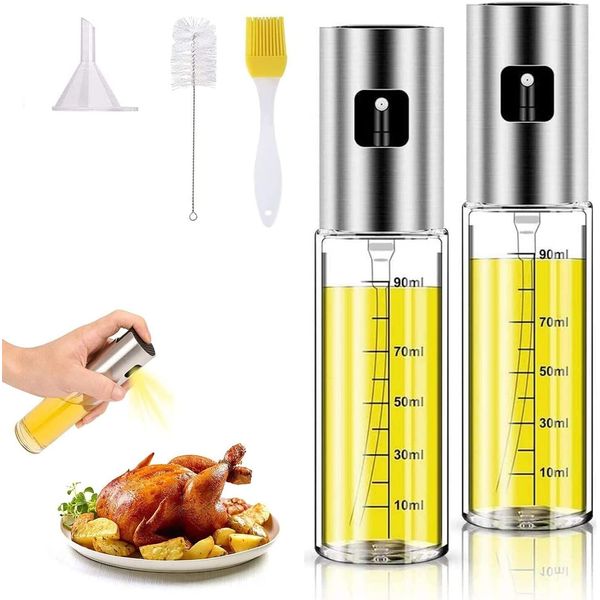 2 Spray Glas Bottle +Mini Funnel+Cleaning Brush+Basting Brush KItchen Must have