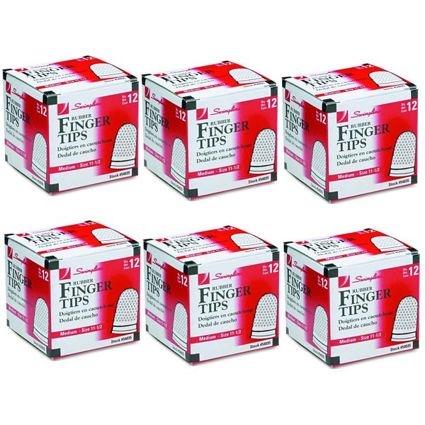 Swingline Rubber Finger Tips, Size 11 1/2, Medium, 12/Box (54035), 6 Pack