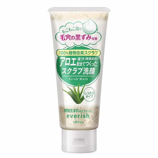 Hime-ryu 11th Anniversary Sale Utena Everyish Facial Scrub Aloe 135g Uncolored, Lightly Fragranced (Fresh Green Scent) (4901234247611)