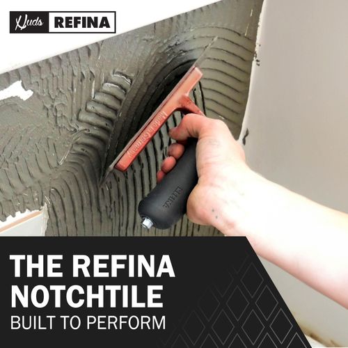 Refina NotchTile Copper Adhesive Spreading Notched Tiling Trowel Right Handed 8" (200mm) with 6mm Notches - 2021906R