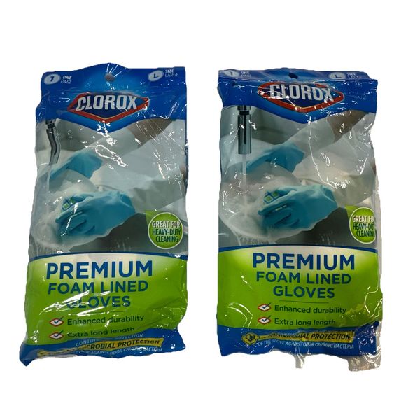 2 Pack CLOROX General Purpose Premium Choice Foam Lined Gloves, Large