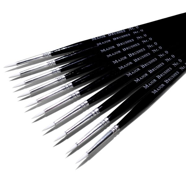 Major Brushes Sable Substitute Size 0 Paint Brushes - Pack of 10