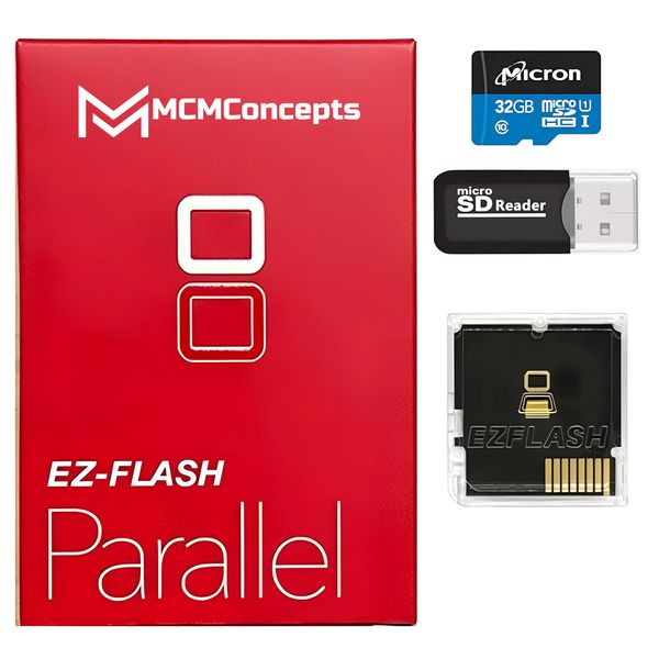 EZ Flash Parallel for DS / 3DS Flash Cartridge + 32GB Micro SD & Adapter R4 by MCMConcepts