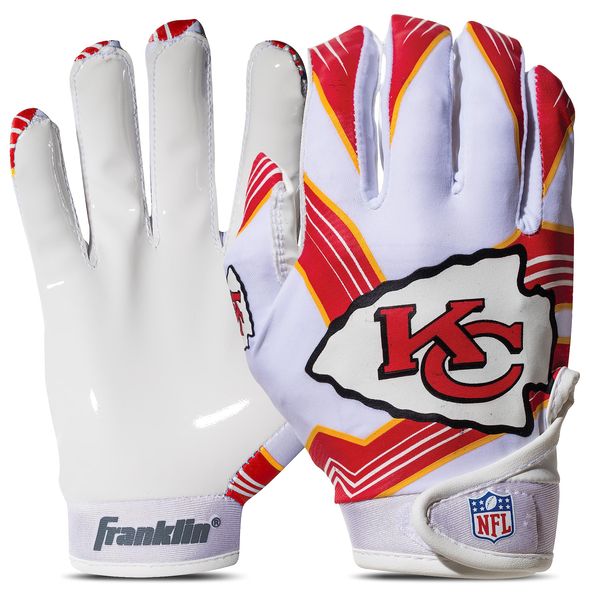 Franklin Sports Youth Football Receiver Gloves For Kids, NFL Team Logos and Silicone Palm, Youth Medium/Large