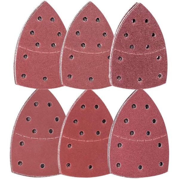 72 Stück Schleifpapier Dreieckschleifer, 152x105 mm Deltaschleifer Schleifpapier Klett 11 Loch Schleifpapier Multischleifer, Körnung 40 60 80 120 180 240 für Schleifen Polieren Schleifmaus