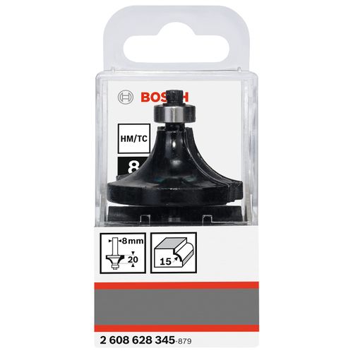 Bosch Accessories 2608628345 Rounding Router Bit, Silver, 8 mm, R1 15 mm, L 20 mm, G 66 mm (pack of 1)