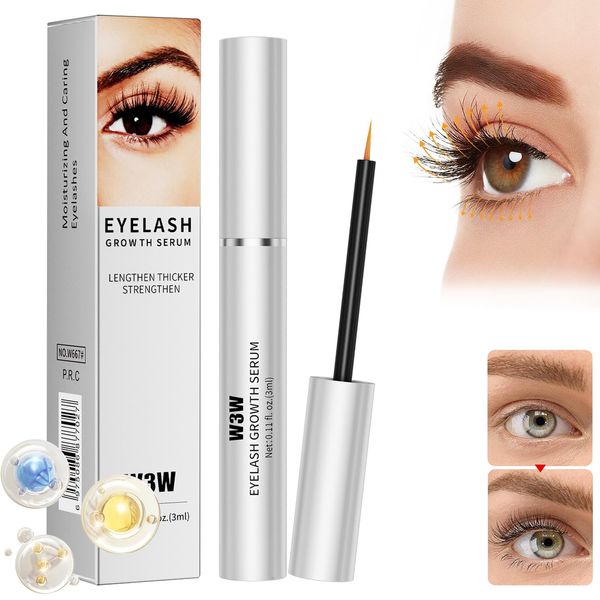 W3w Lash Serum, W3W Eyelashes Growth Serum,Lash Serum for Eyelash Enhance,Boost Eyelash Growth Serum, Gentle Formula for Longer, Fuller, and Thicker Lashes & Brows（3ml）