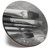 Round Single Coaster - BW - Paint Brushes Painter |Glossy Quality Coasters | Tabletop Protection for Any Table Type #36126