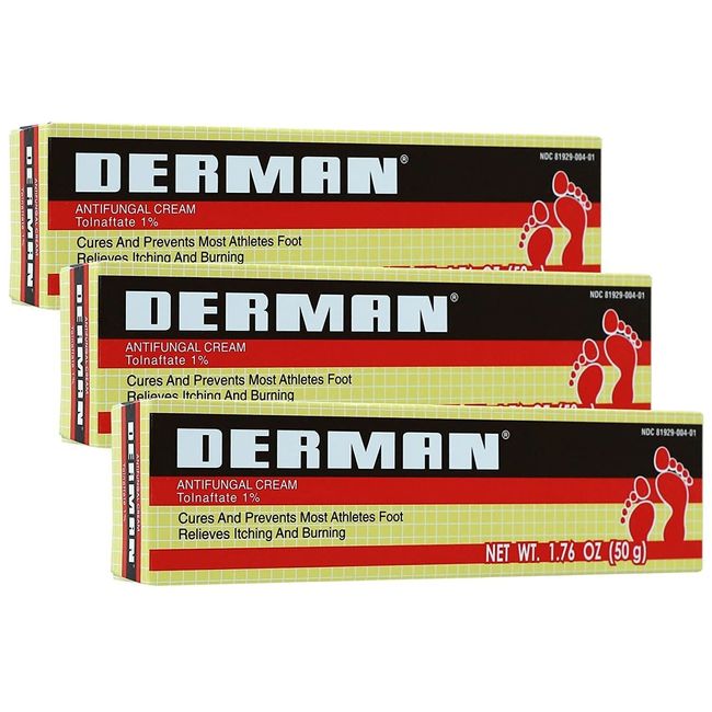 Derman Antifungal Cream for the Treatment of Athlete's Foot 3 Pack 1.76 Ounce