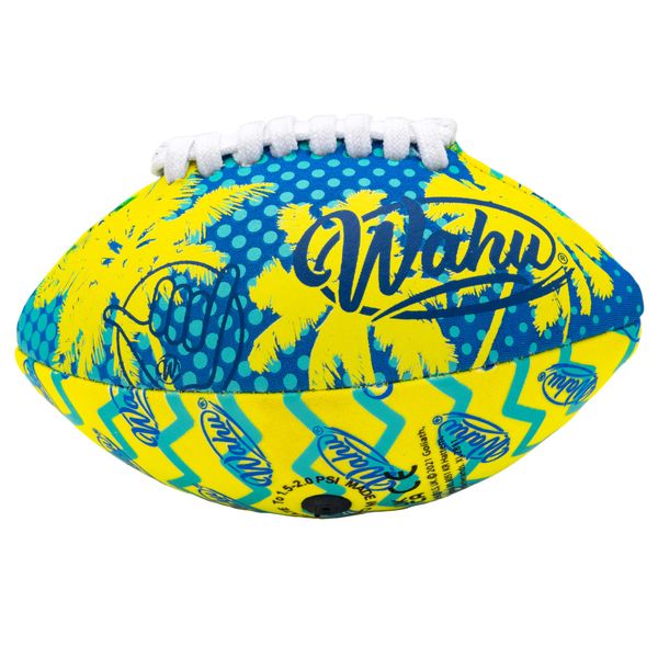 Wahu 100% Waterproof Mini Beach Football with Real Laces for in and Out of Water Play, 6.5" Outdoor Mini Football for Pool and Beach Games, Teal/Yellow