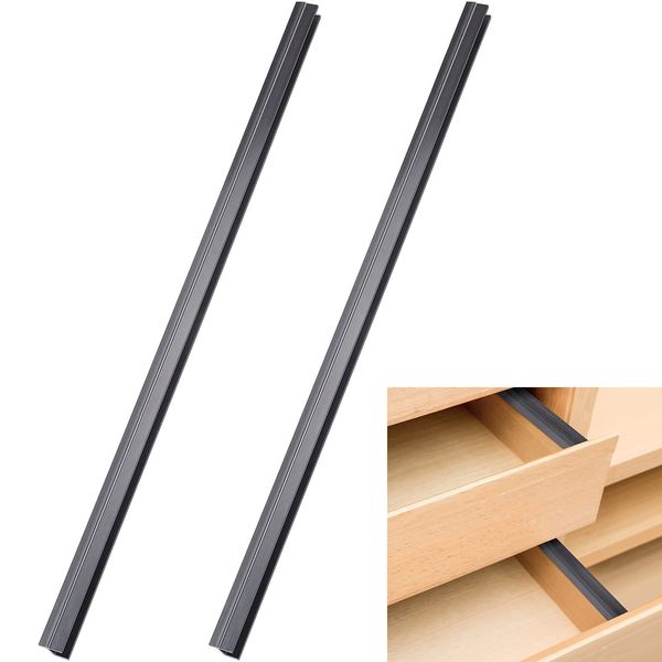 2 Pieces PVC Drawer Hanging File Rails Black File Cabinet Rails for Hanging Files 1/2 Drawer Sides Letter Size File Storage Hanging File Organizer (for 1/2 inch-wide Drawer, 16 Inch)