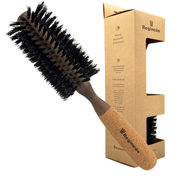 Regincós - Round Brush - Eco Cork Wood - Cork Classic 640 Natural - Professional - Handmade - Medium