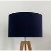 Navy Blue Velvet Brushed Silver Drum Lampshade