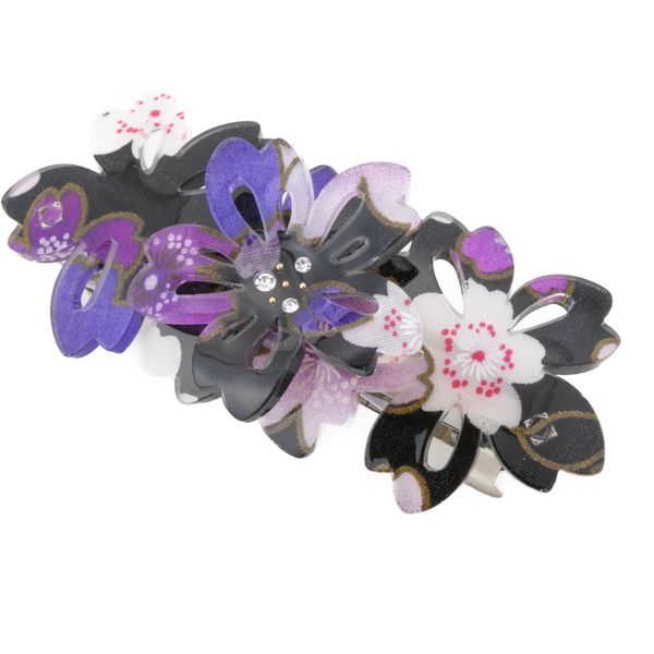 Noren Barrette, Hair Clip, Small Size (Sakura Barretta, 863 / Purple), Hair Clip, Hair Ornament, Japanese Style, Cherry Blossom Hair Accessories, Weddings, Invitations, Graduation Ceremonies,