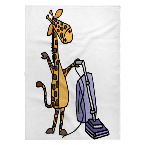 3dRose 22x30 Bath Hand Pool Towel - Cute Funny Giraffe Using Vacuum Cleaner Cartoon Funny