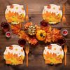 96 Pieces Thanksgiving Tableware Set - Fall Harvest Disposable Dinnerware with P