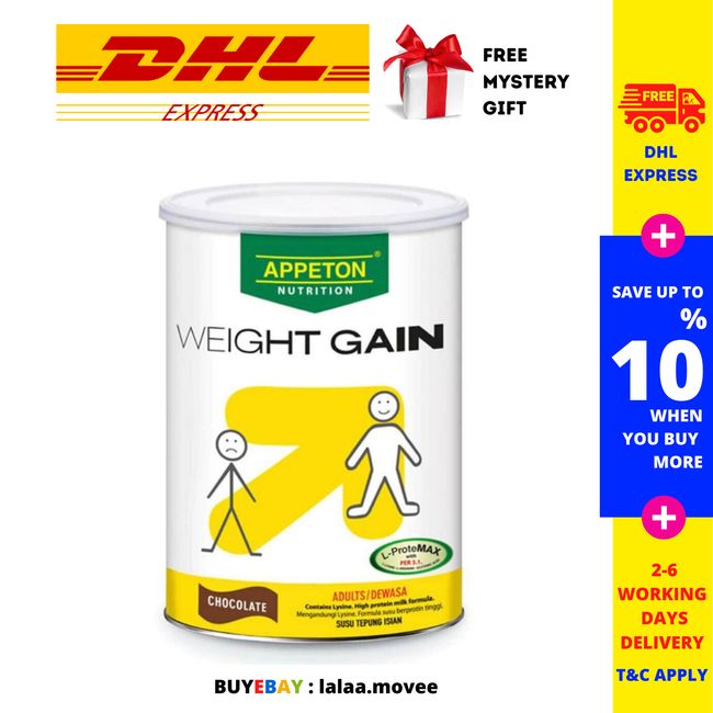 6 X Appeton Nutrition Weight Gain Powder Adults Chocolate Flavor 900g DHL