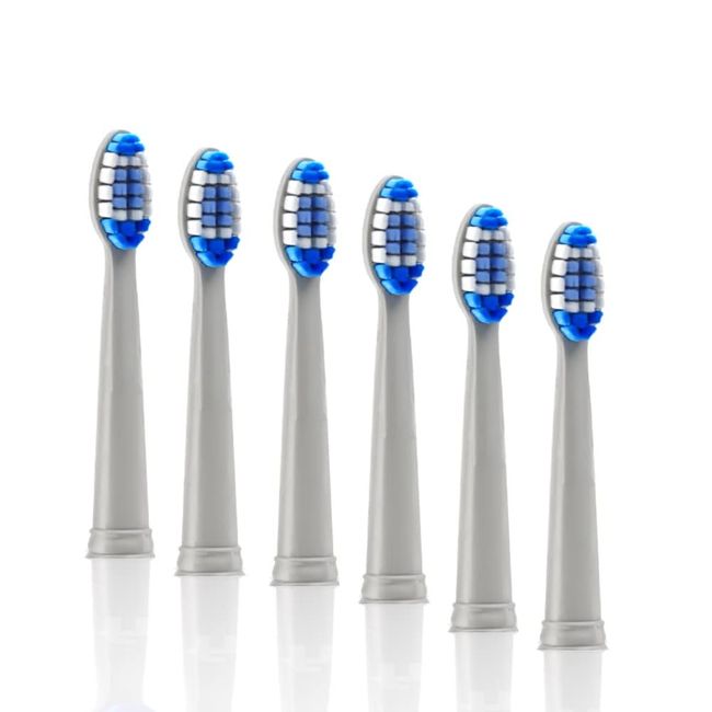 6-Pack Pop Sonic Replacement Electronic Toothbrush Heads, Compatible with Go Sonic, USB, Pro Sonic Toothbrushes w/Soft Dupont Tynex Nylon Bristles