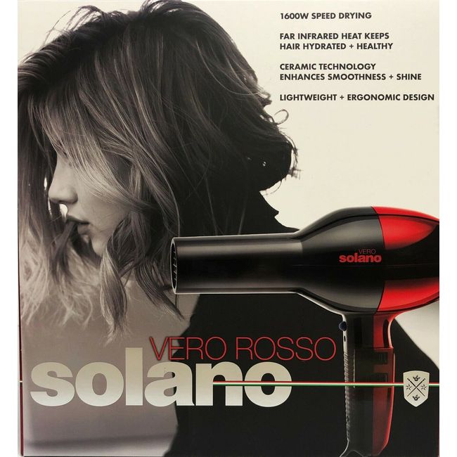 Solano Vero Rosso Infrared Ceramic Professional Lightweight Hair Dryer Red/Black