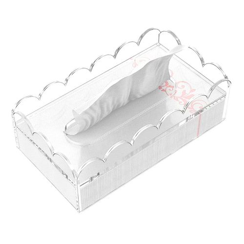LUGUNU Clear Acrylic Tissue Box Cover Holder - Fits Standard Tissue Boxes, 8mm Thick Lid & Non-Slip Design, Rectangle Napkin Dispenser Organizer for Bathroom, Office, Kitchen (8.9x4.9x2.9in)