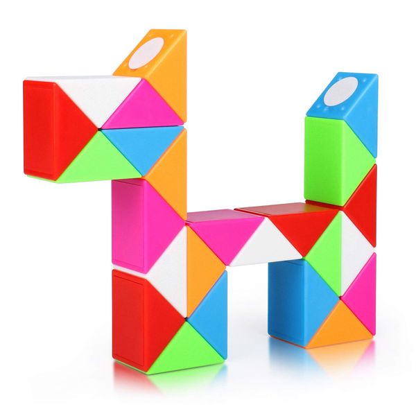 Coolzon Magic Snake Cube, 24 Parts 3D Puzzle Toy Magic Ruler Twist Puzzle Toy for For Kids & Adults, Multicolored