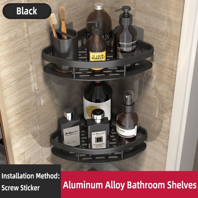 Bathroom Shelf Kitchen Storage Organizer Aluminum Alloy Shampoo Rack Shower  Shelf Bathroom Accessories No Drill Shelf