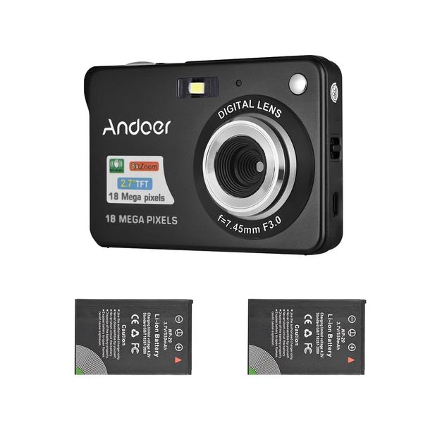 Andoer Digital Camera With 2Pcs Rechargeable Batterie 18M 720P Hd Digital Camera Video Camcorder Digital Camera For Kid Compact Digital Camera 8X Digital Zoom Anti-Shake 2.7Inch Lcd Kid