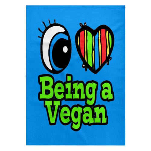 3dRose 22x30 Bath Hand Pool Towel - Bright Eye Heart I Love Being a Vegan Eye Heart I Love Designs