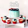 Silver Glitter Happy 25th Birthday Cake Topper - 25th Birthday Cake Topper, 25th Birthday Party Decoration