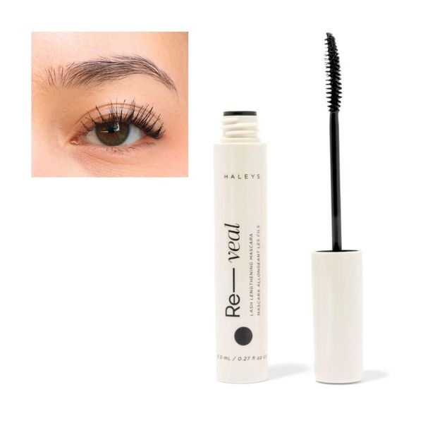 Haleys Re-veal Lash Lengthening Mascara - VEGAN & CRUELTY-FREE Makeup, Curved Wand for Feathery Lash-Extension Look, Lightweight Korean Formula (Black)