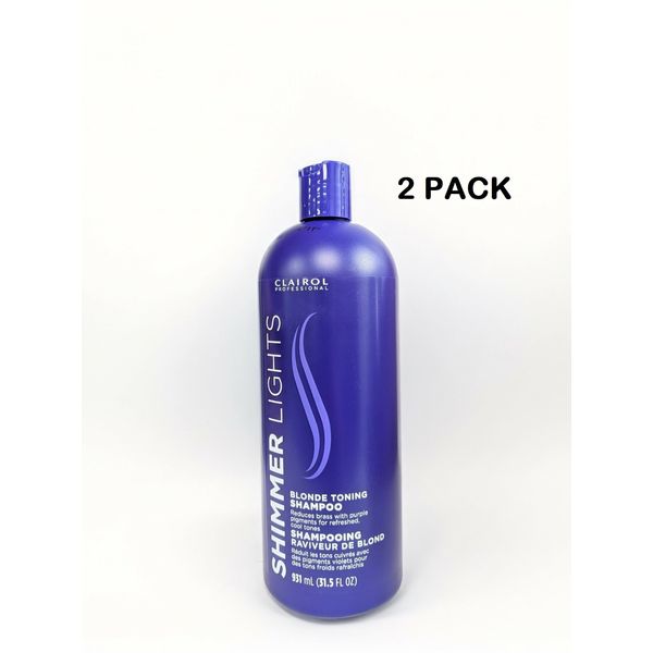 CLAIROL (Blue) Shimmer Lights Shampoo 31.5 oz. (Blonde & Silver)(2 Pack)