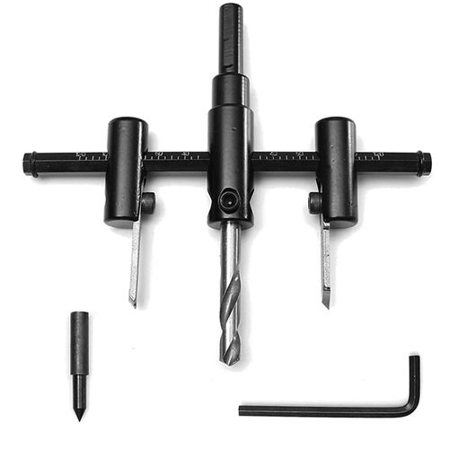 Free-cone, Auger Drill, Circular Cutting for Woodworking, Includes Hex Wrench Included, Adjustable, DIY Tool, Replacement Blades, Diameter 1.2 - 7.9 inches (30 - 200 mm), Black Drilling Bit Cutter, Adjustable, Suitable for Wood Processing