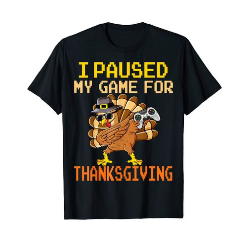 Paused My Game Thankful Video Gamer Boys Thanksgiving Men T-Shirt