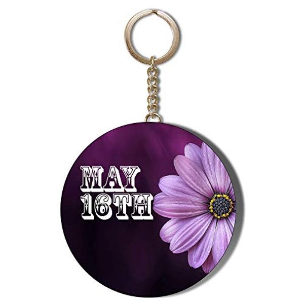 MAY 16TH REMINDER PURPLE FLOWER 55mm Keyring Bottle Opener