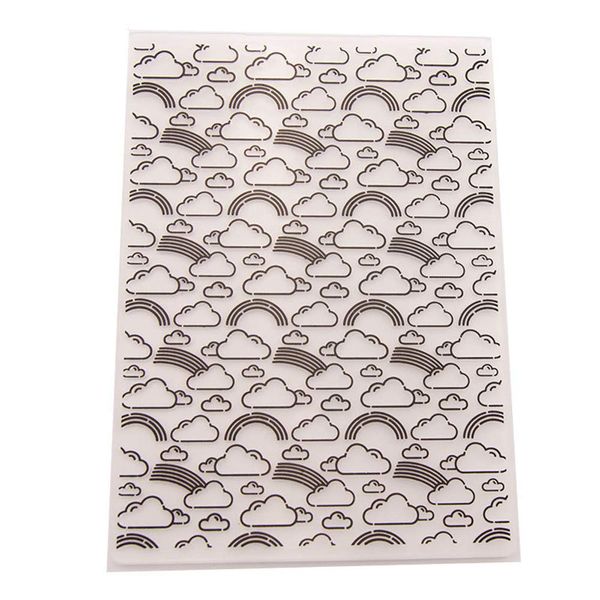 arriettycraft Cloud Rainbow Background Plastic Embossing Folder for Scrapbook DIY Album Card Tool Plastic Template Folders