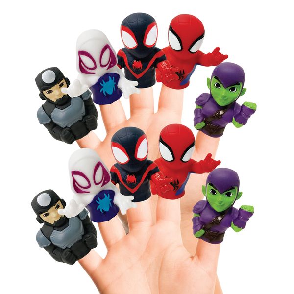 Spidey & His Amazing Friends 10 Piece Finger Puppet Set - Party Favors, Educational, Bath Toys, Floating Pool Toys, Beach Toys, Finger Toys, Playtime