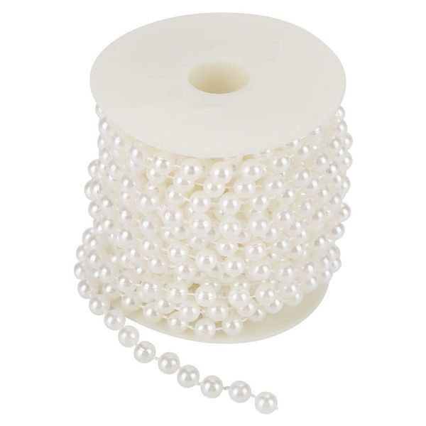 Pearl Bead String, 32.8ft 8mm Pearls Bead Chain Roll for DIY Party Wedding Centerpiece Decor Birthday Christening Christmas(White)