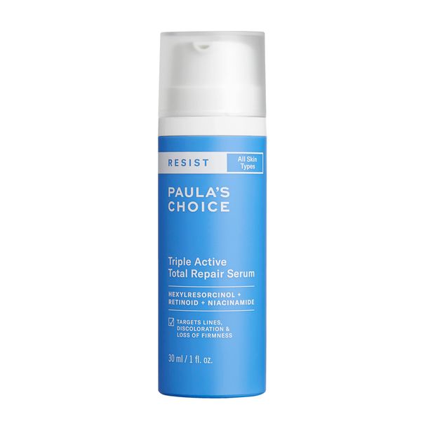 Paula’s Choice RESIST Triple Active Total Repair Serum, 3-in-1 Serum for Wrinkles, Dark Spots & Loss of Firmness with Niacinamide & Retinoid, Fragrance-Free & Paraben-Free, 1 Fl Oz