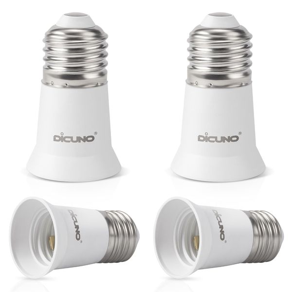 DiCUNO E27 Lamp Base Adapter, E27 Lamp Holder Light Bulb Converter Socket Extender for LED Bulbs and CFL Bulbs, 4-Pack