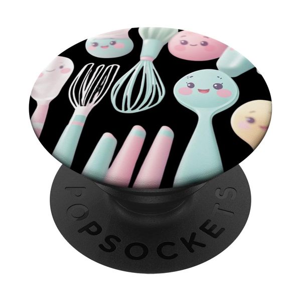 Cute Anthropomorphized Kitchen Utensils PopSockets Adhesive PopGrip