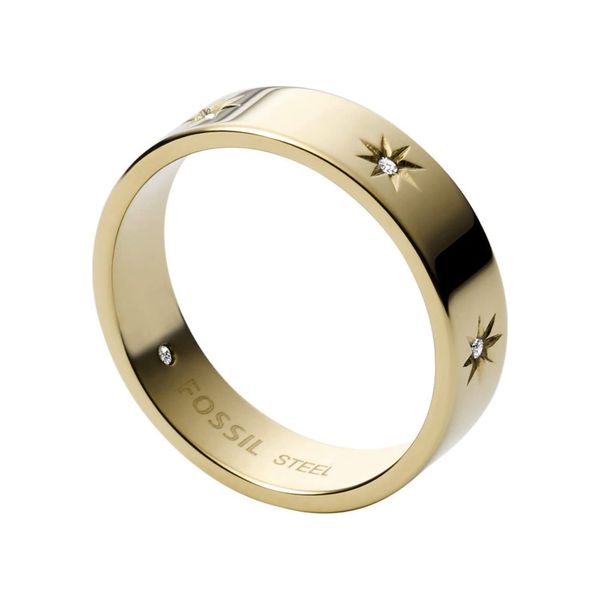 Fossil Ring for Men Sutton, Width: 3.6mm Gold Stainless Steel Ring, JF03874710