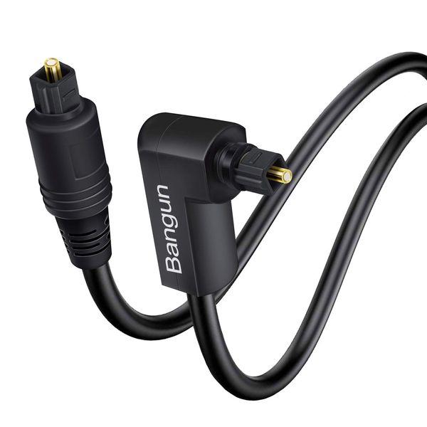 90 Degree Optical Audio Cable (3m) - Slim Digital SPDIF Fiber Optic Toslink Cable With 360 Degree Right Angle for Sound Bar, TV, PS4, Xbox, Home Theater