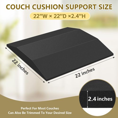 22"X 22" Couch Cushion Support for Sagging Seat, Trapezoidal Sofa Cushion Support High-Density Foam Furniture Seat Cushion Sagging Repair, Replacement for Inserts to Raise Couch Seats Black Set of 2