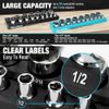 DURATECH 2PCS 1/2" Drive Magnetic Socket Organizer Set Socket Holders SAE&Metric