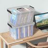 Cand 6 Pack Large Clear Plastic Storage Bins with Latching Lids, 20 Quart, Black