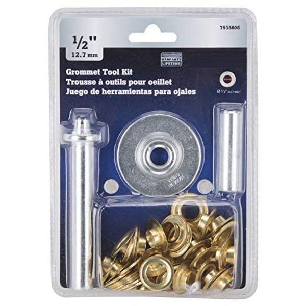 Edward Tools Grommet Kit 1/2” - Heavy Duty Brass Eyelet Grommets for Tarps, Fabric, Tent - Grommet Tools - Hole Punch, Setting Tool, Anvil - Stronger Rustproof Brass Metal Grommets - Tarp Repair Kit