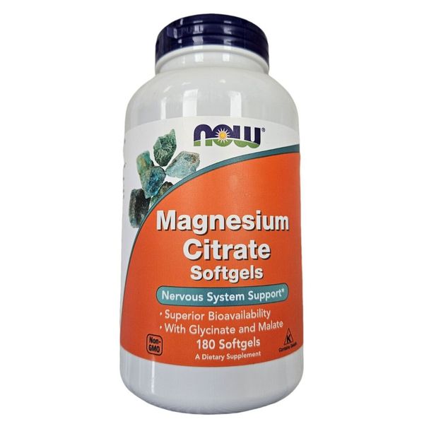 NOW MAGNESIUM 400mg (Citrate, Glycinate, Malate Blend) 180 Softgels __